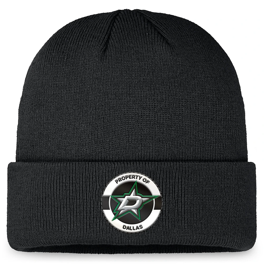 Bonnet en tricot à revers authentique Pro Training Camp Fanatics noir Dallas Stars pour hommes