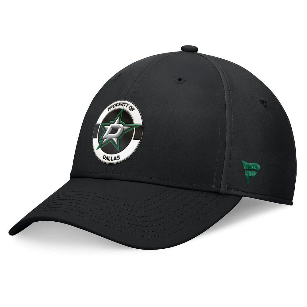 Casquette flexible noire Dallas Stars Authentic Pro Training Camp Fanatics pour hommes