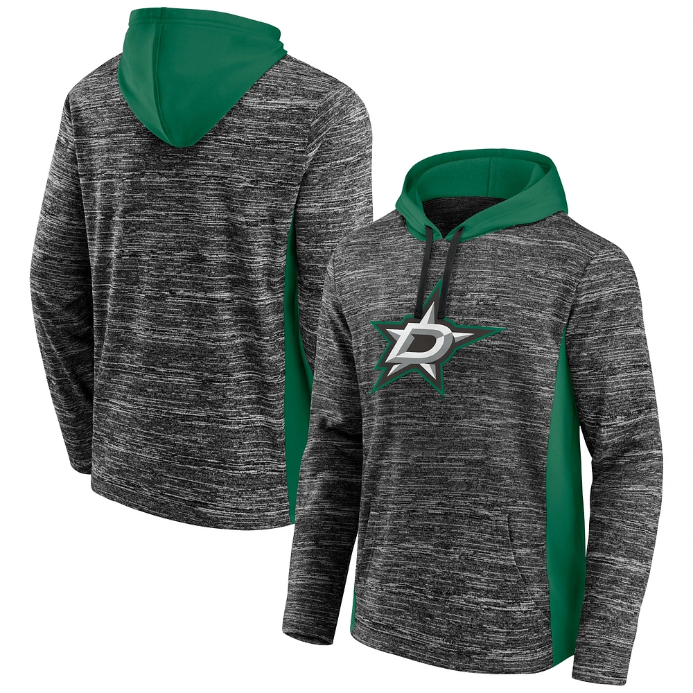 Sweat à capuche Fanatics Charcoal/Kelly Green Dallas Stars Instant Replay Space-Dye pour hommes