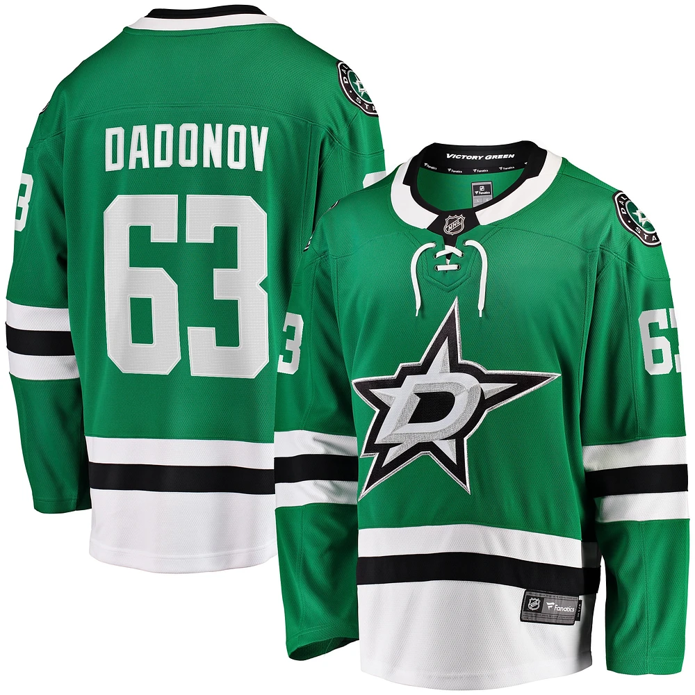 Maillot d'échappée à domicile Fanatics Evgenii Dadonov pour hommes, vert, Dallas Stars