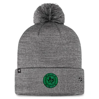 Bonnet en tricot à revers de glace authentique Pro Home Fanatics gris Dallas Stars pour hommes avec pompon