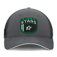 Casquette ajustable Fanatics pour homme Dallas Stars Authentic Pro Home Ice Trucker grise