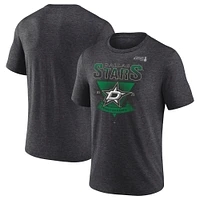 Men's Fanatics Heather Charcoal Dallas Stars 2025 Stanley Cup Playoffs Crossbar Tri-Blend T-Shirt