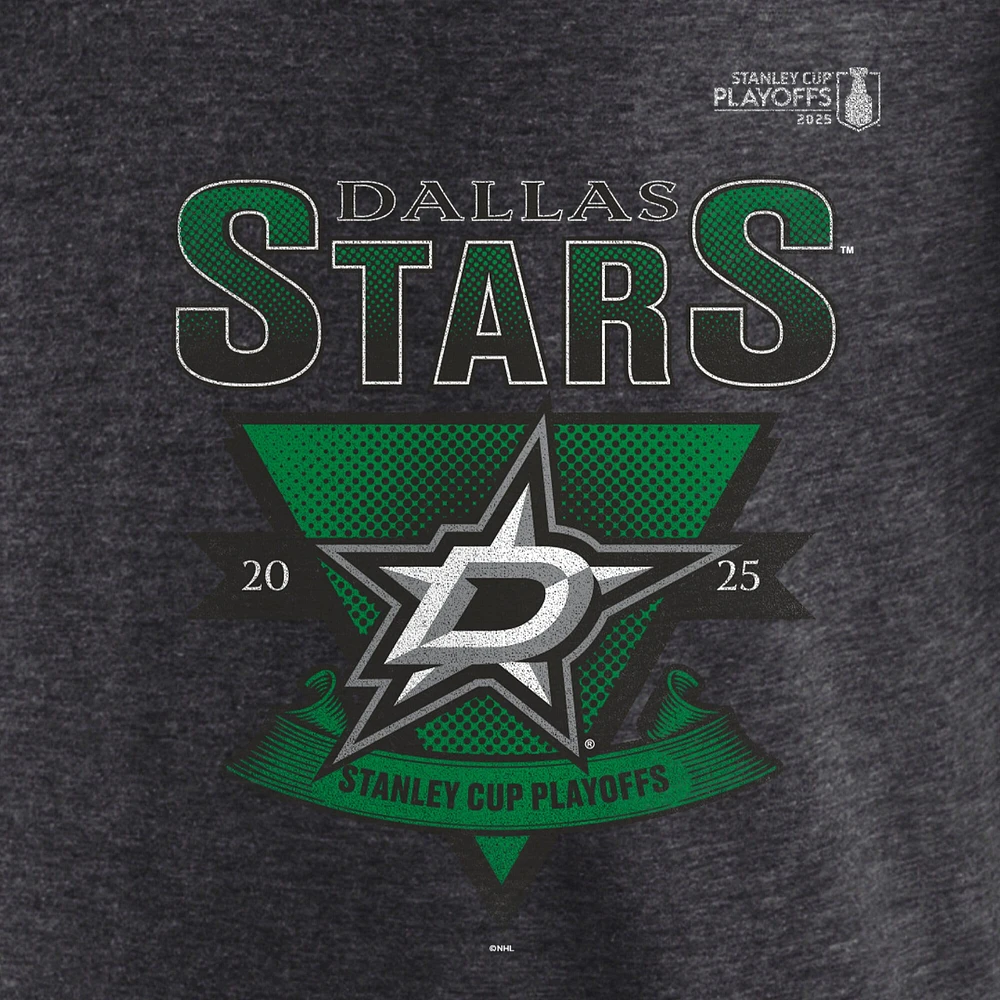 Men's Fanatics Heather Charcoal Dallas Stars 2025 Stanley Cup Playoffs Crossbar Tri-Blend T-Shirt