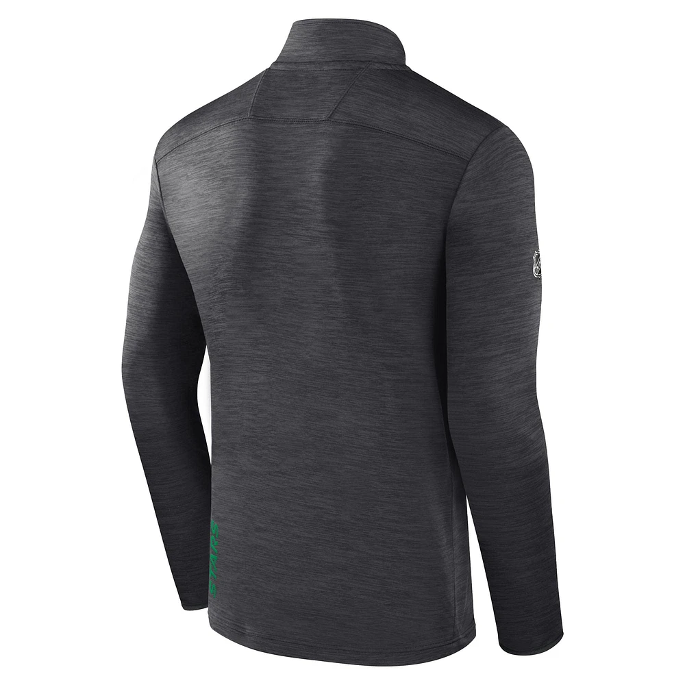 Men's Fanatics  Heather Charcoal Dallas Stars Authentic Pro Lightweight Quarter-Zip Pullover
