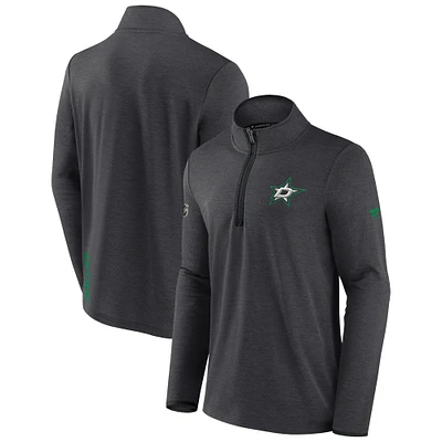 Men's Fanatics Heather Charcoal Dallas Stars Authentic Pro Rink Quarter-Zip Jacket