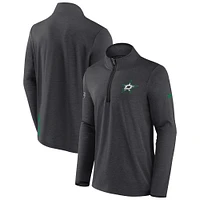 Men's Fanatics Heather Charcoal Dallas Stars Authentic Pro Rink Quarter-Zip Jacket