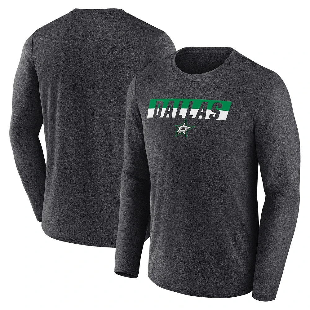 Men's Fanatics Heather Charcoal Dallas Stars Transition Long Sleeve T-Shirt