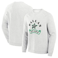 Men's Fanatics Heather Gray Dallas Stars Banner Fleece Raglan Pullover Sweatshirt
