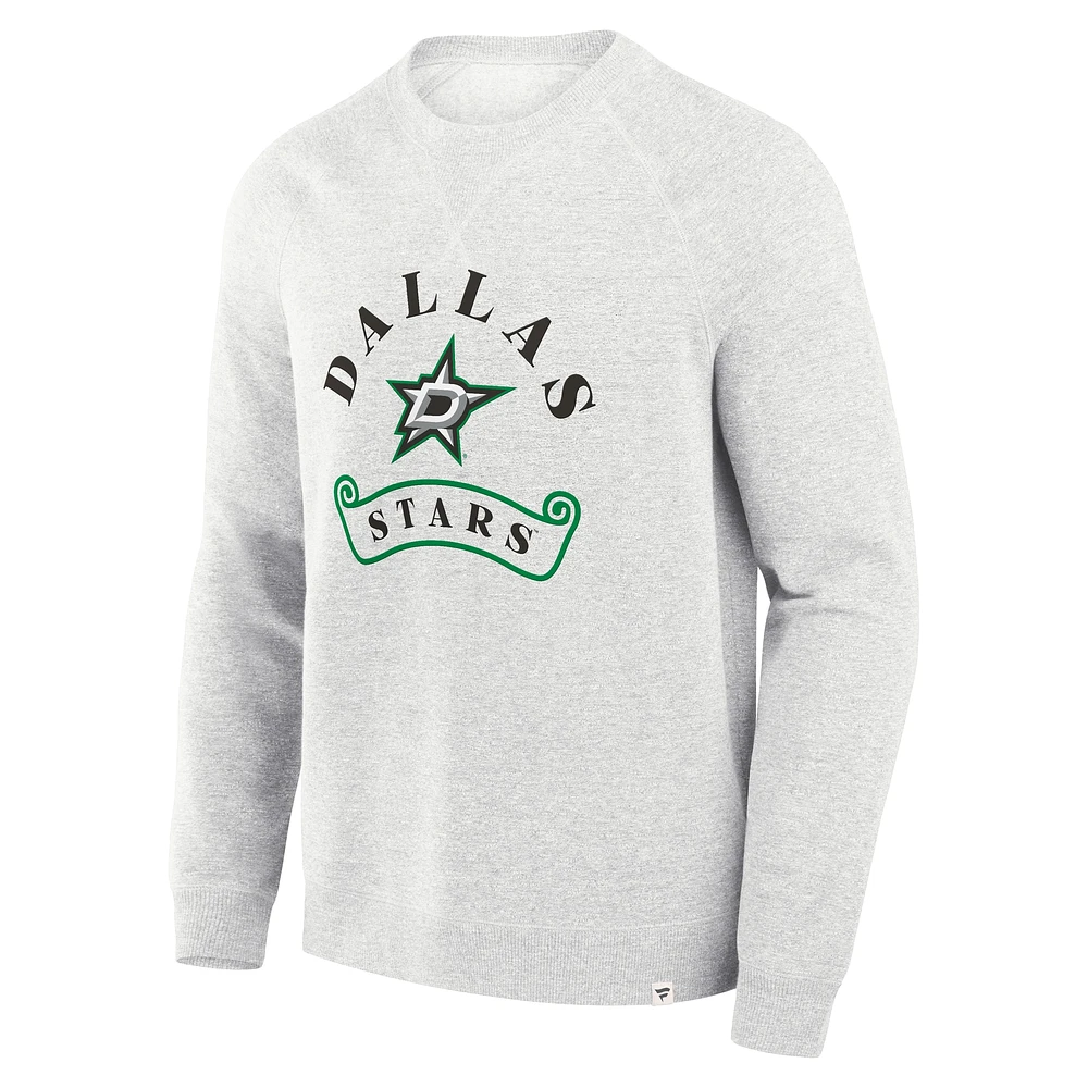Men's Fanatics Heather Gray Dallas Stars Banner Fleece Raglan Pullover Sweatshirt