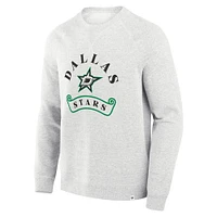 Men's Fanatics Heather Gray Dallas Stars Banner Fleece Raglan Pullover Sweatshirt