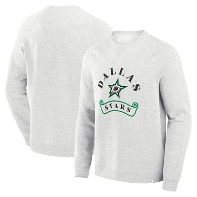 Men's Fanatics Heather Gray Dallas Stars Banner Fleece Raglan Pullover Sweatshirt