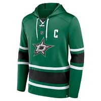 Fanatics pour hommes Jamie Benn Kelly Vert Dallas Stars Nom et numéro Pull à capuche lacets