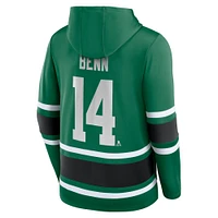 Fanatics pour hommes Jamie Benn Kelly Vert Dallas Stars Nom et numéro Pull à capuche lacets