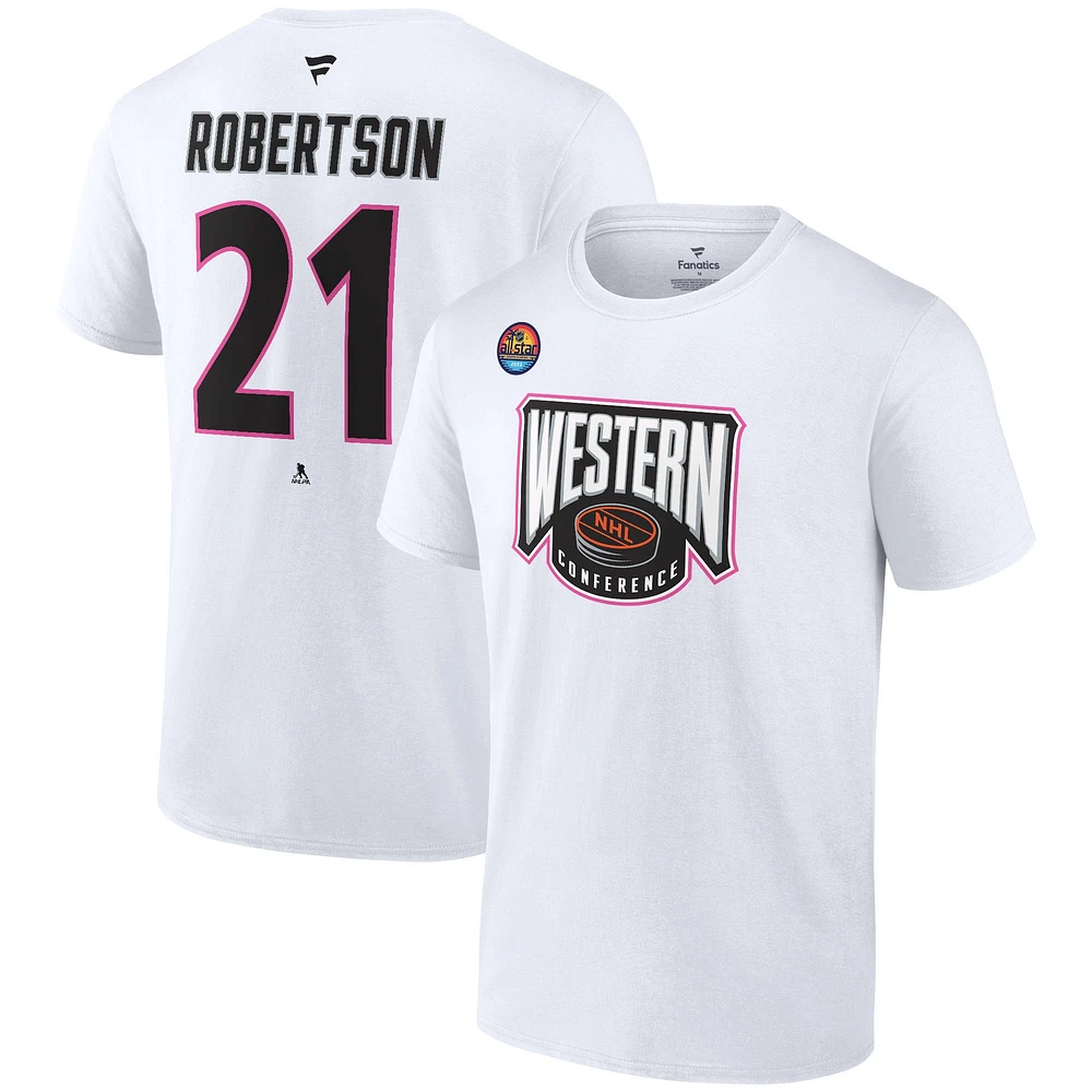 Men's Fanatics Jason Robertson White Dallas Stars 2023 NHL All-Star Game Western Conference Name & Number T-Shirt