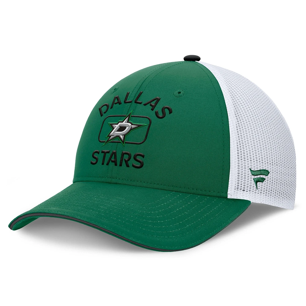 Casquette de camionneur authentique Pro Rink Dallas Stars Kelly Green/White Fanatics pour homme