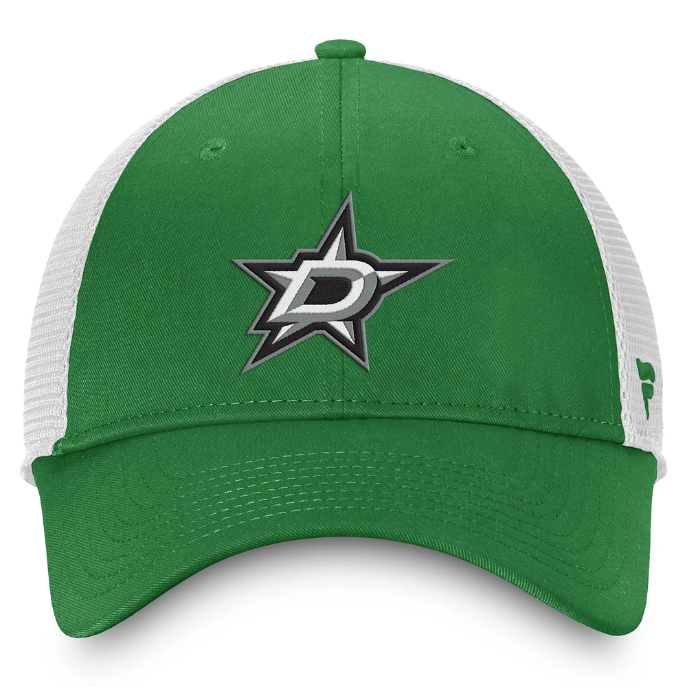 Casquette ajustable Fanatics Kelly Green/White Dallas Stars Slouch Core Primary Trucker pour homme