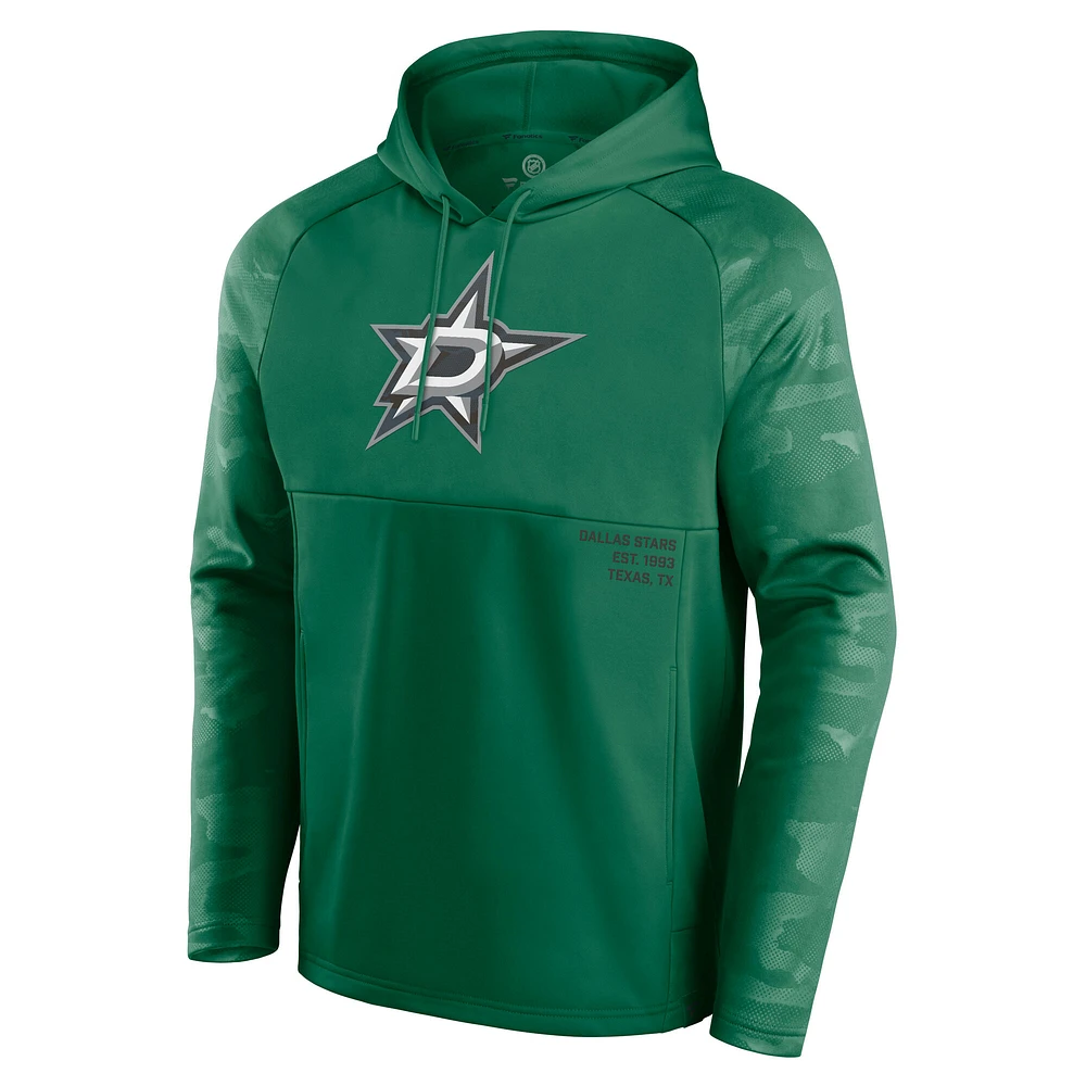 Men's Fanatics Kelly Green Dallas Stars Shade Defender Raglan Pullover Hoodie
