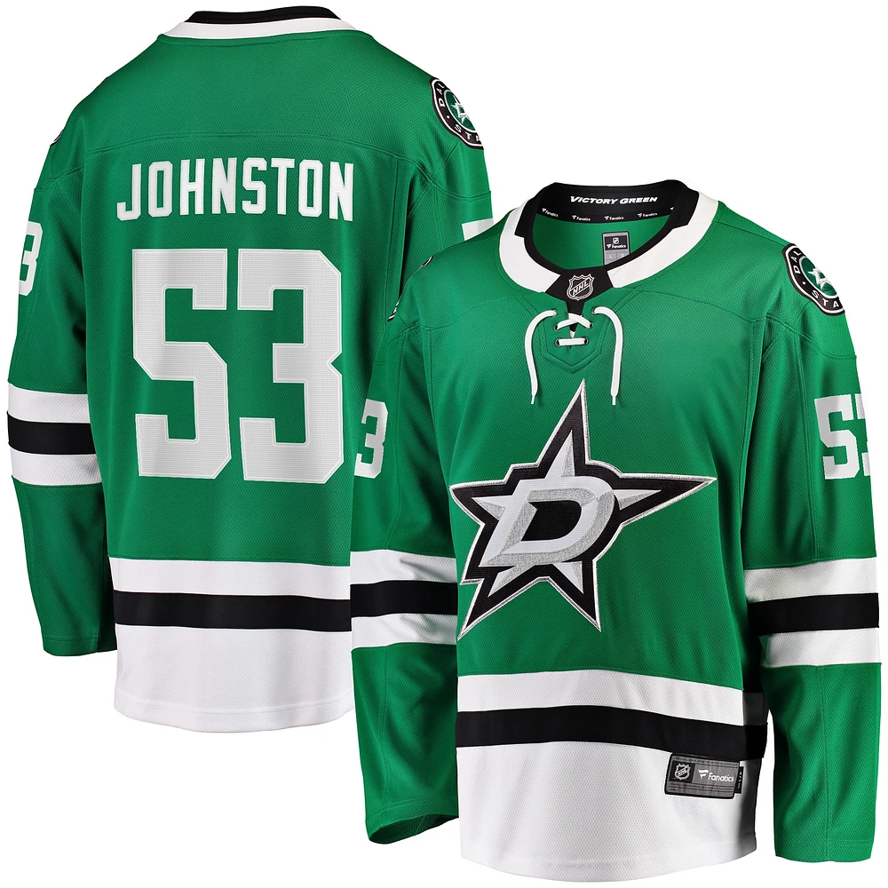 Fanatics pour hommes Wyatt Johnston Kelly vert Dallas Stars maillot de joueur échappé à domicile