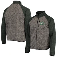 veste G-III Sports by Carl Banks pour hommes, anthracite/vert Kelly, Dallas Stars Switchback Transitional Raglan, entièrement zippée