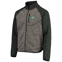 veste G-III Sports by Carl Banks pour hommes, anthracite/vert Kelly, Dallas Stars Switchback Transitional Raglan, entièrement zippée