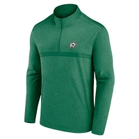 Men's  Heather Kelly Green Dallas Stars Head-to-Head Raglan Quarter-Zip Top