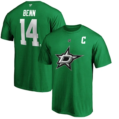 T-shirt vert authentique pour homme avec nom et numéro Stack des Dallas Stars de Jamie Benn Kelly