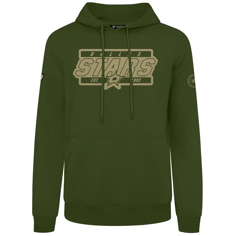 Sweat à capuche enfiler Dallas Stars Podium Olive Levelwear pour homme