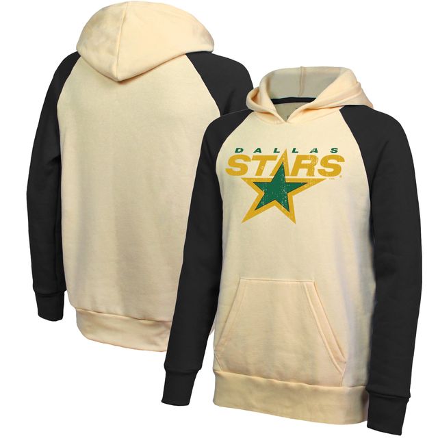 Men's Majestic Threads Oatmeal/Black Dallas Stars Logo Raglan Pullover  Hoodie