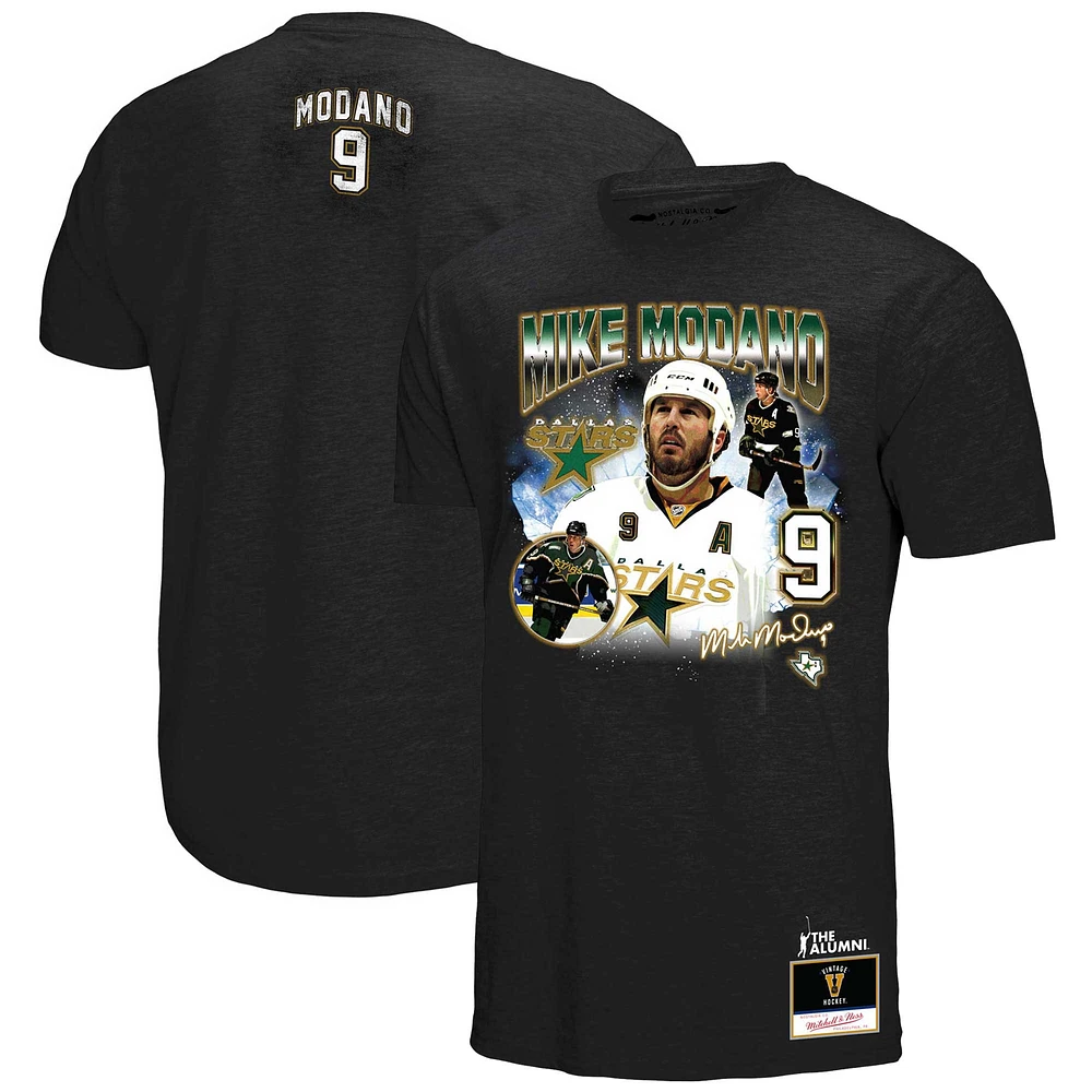 T-shirt noir avec nom et numéro des Stars de Dallas Mike Modano Mitchell & Ness pour hommes