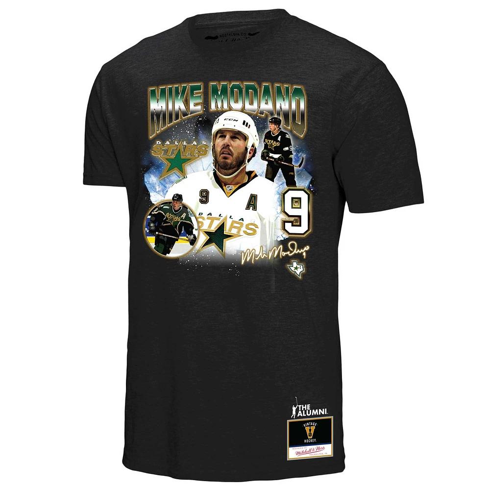 T-shirt noir avec nom et numéro des Stars de Dallas Mike Modano Mitchell & Ness pour hommes