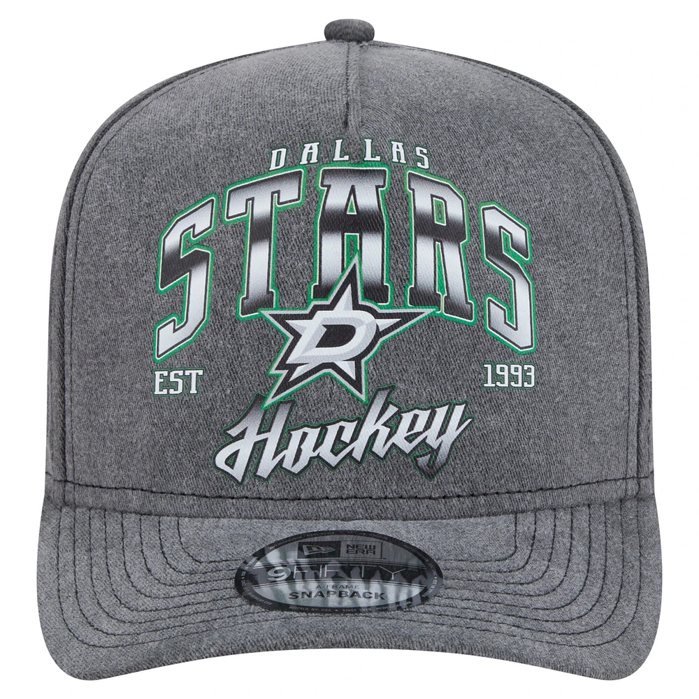 Men's New Era  Charcoal Dallas Stars Throwback Washed A-Frame Pre-Curved 9FIFTY Snapback Hat