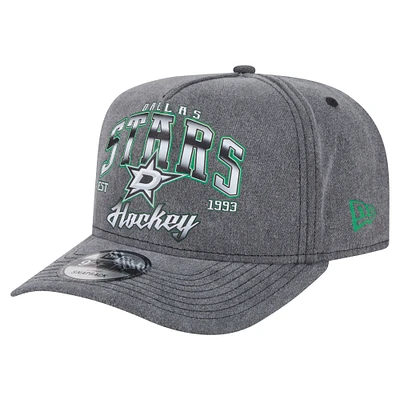 Men's New Era  Charcoal Dallas Stars Throwback Washed A-Frame Pre-Curved 9FIFTY Snapback Hat