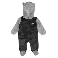 Newborn & Infant Black Dallas Stars Game Nap Teddy Fleece Bunting Full-Zip Sleeper