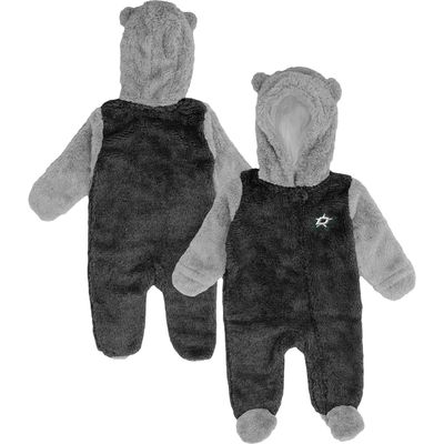 Newborn & Infant Black Dallas Stars Game Nap Teddy Fleece Bunting Full-Zip Sleeper