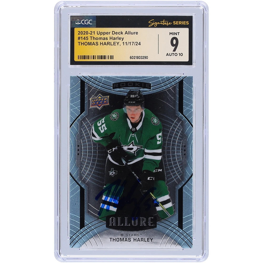 Thomas Harley Dallas Stars Autographed 2020-21 Upper Deck Allure #145 CGC Fanatics Witnessed Authenticated 9/10 Rookie Card