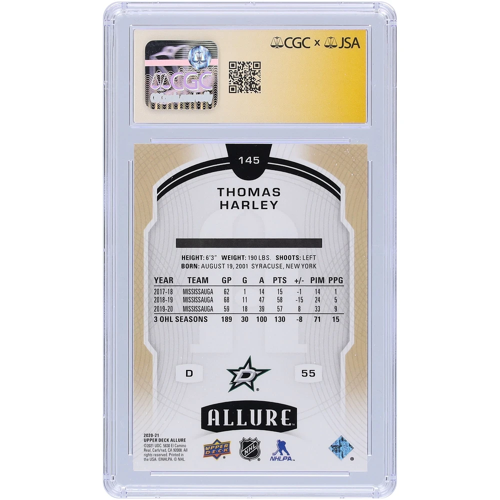 Thomas Harley Dallas Stars Autographed 2020-21 Upper Deck Allure #145 CGC Fanatics Witnessed Authenticated Auto 10 Rookie Card