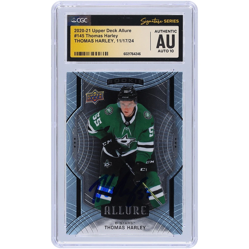 Thomas Harley Dallas Stars Autographed 2020-21 Upper Deck Allure #145 CGC Fanatics Witnessed Authenticated Auto 10 Rookie Card