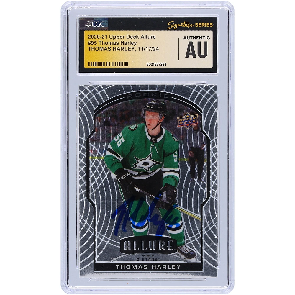 Thomas Harley Dallas Stars Autographed 2020-21 Upper Deck Allure #95 CGC Fanatics Witnessed Authenticated Rookie Card