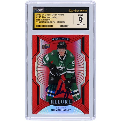 Thomas Harley Dallas Stars Autographed 2020-21 Upper Deck Allure Red Rainbow #145 CGC Fanatics Witnessed Authenticated 9/10 Rookie Card