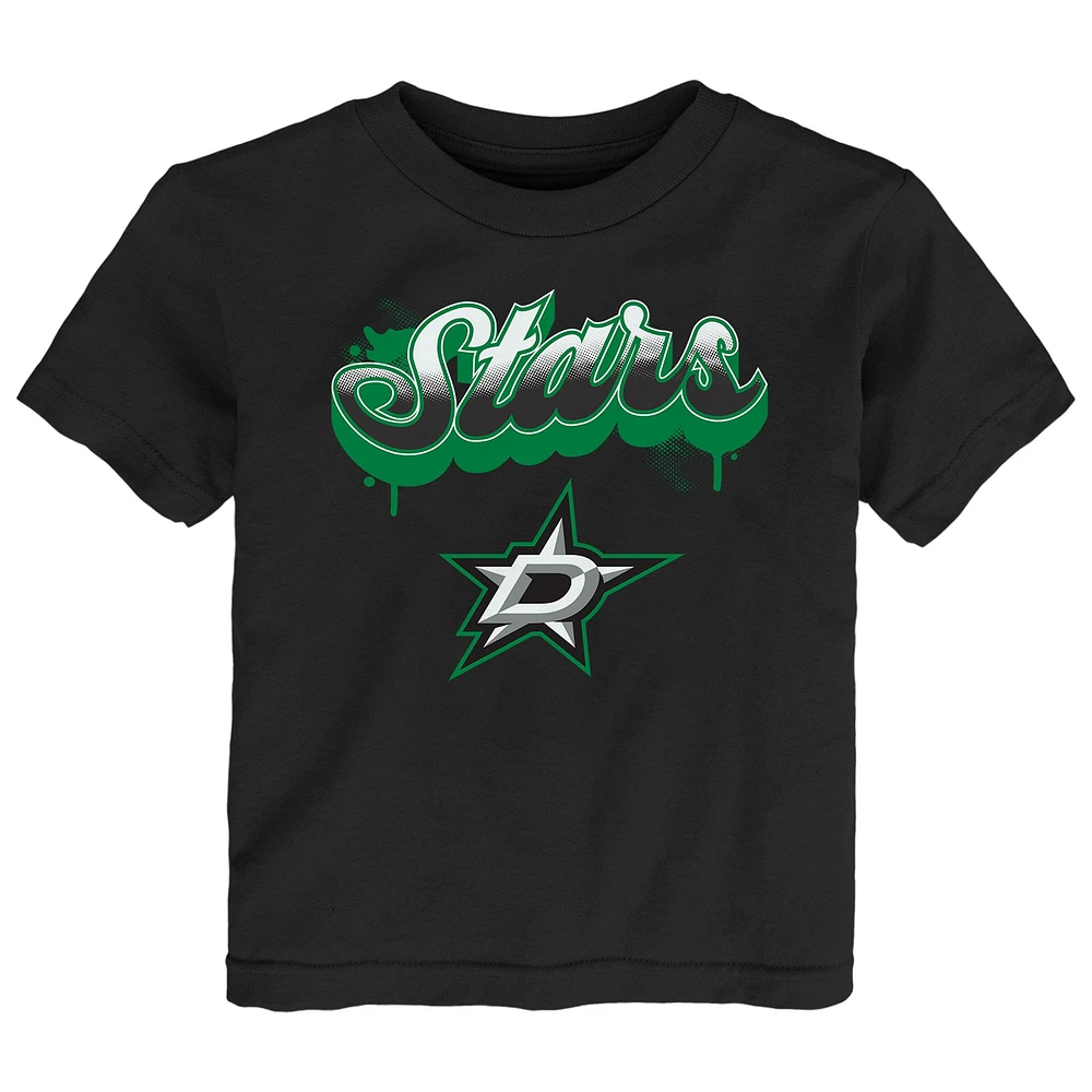 Toddler Black Dallas Stars Bubbly Script T-Shirt