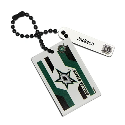 White Dallas Stars Logo Personalized Leather Rectangle Bag Tag