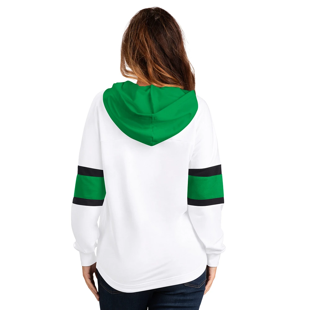 T-shirt à capuche manches longues et lacets G-III 4Her by Carl Banks pour femme, blanc, Dallas Stars Goal Zone