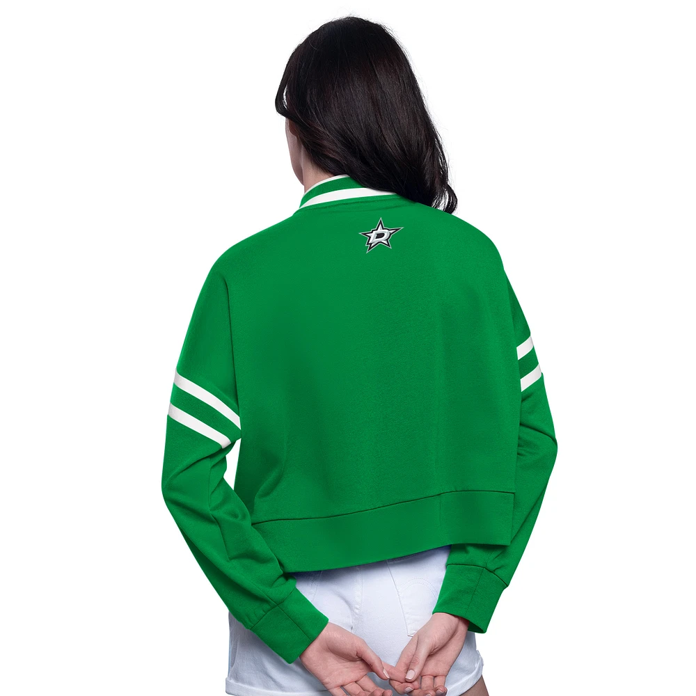 Women's Starter  Kelly Green Dallas Stars Power Play Cropped Pullover Sweatshirt