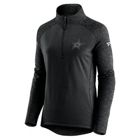 Veste à glissière quart de tour raglan Authentic Pro Travel & Training Dallas Stars noire/anthracite chiné pour femme