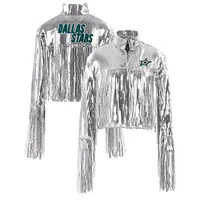 Blazer court à franges et sequins argenté Dallas Stars pour femme Cuce