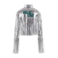 Blazer court à franges et sequins argenté Dallas Stars pour femme Cuce