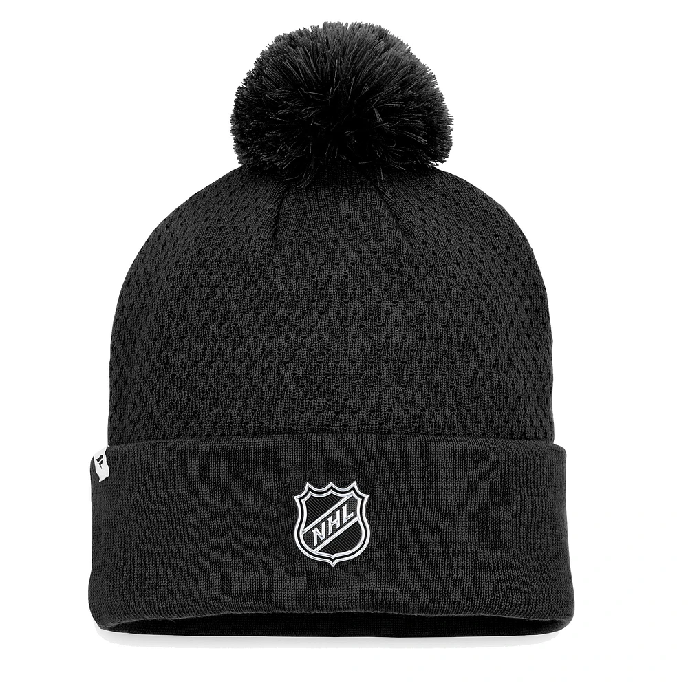 Women's Fanatics Black Dallas Stars Authentic Pro Road Cuffed Knit Hat with Pom