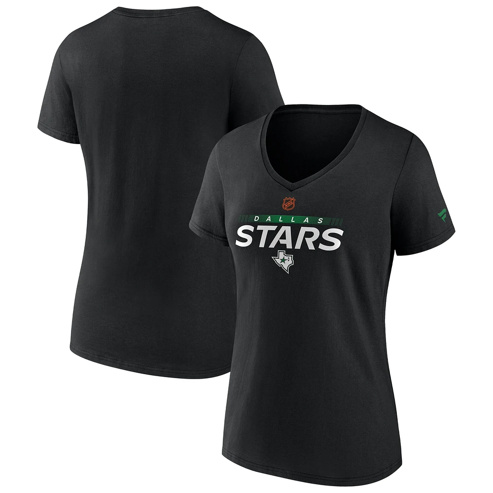 T-shirt à col en V Fanatics pour femme, édition spéciale Dallas Stars, noir