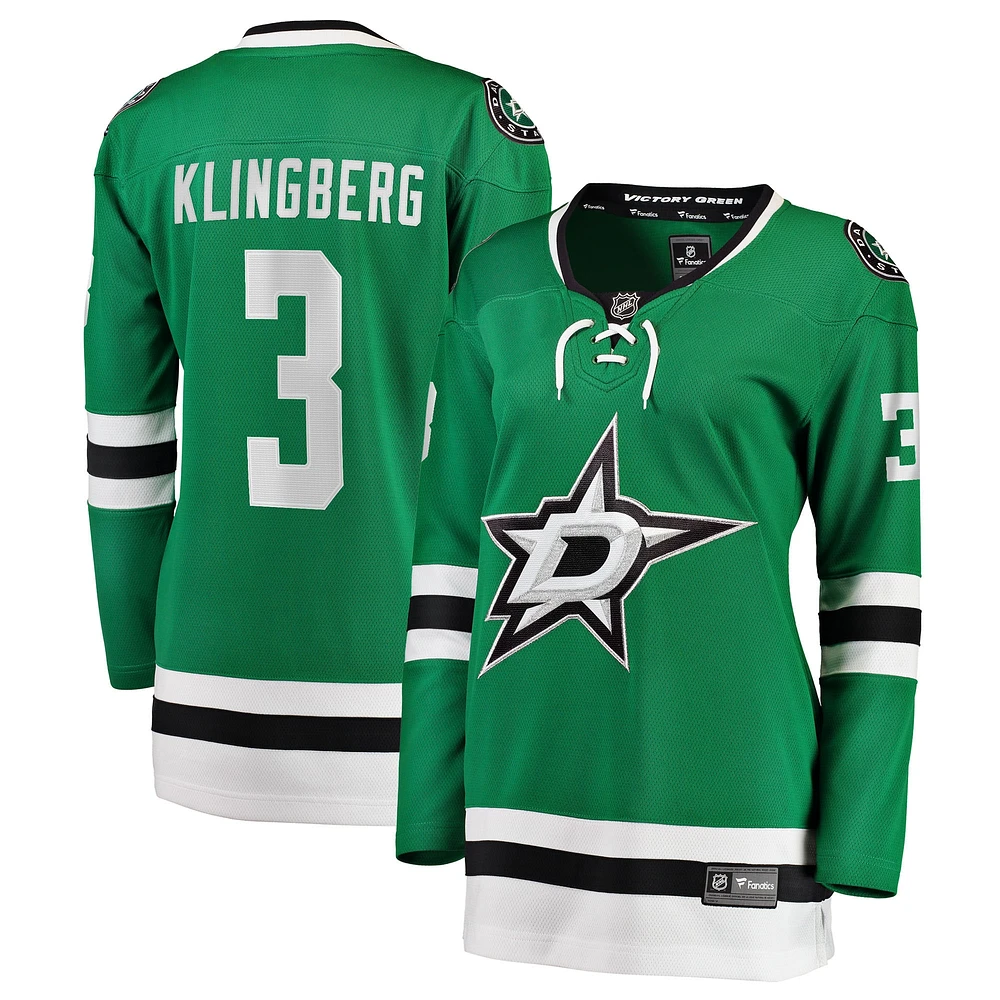 Women's Fanatics John Klingberg Kelly Green Dallas Stars Breakaway Player Jersey